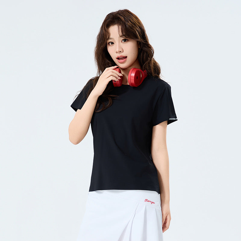 Summer Ice Silk Quick Dry T-Shirt Unisex Short Sleeve Lightweight Breathable Sports Top for Running & Fitness