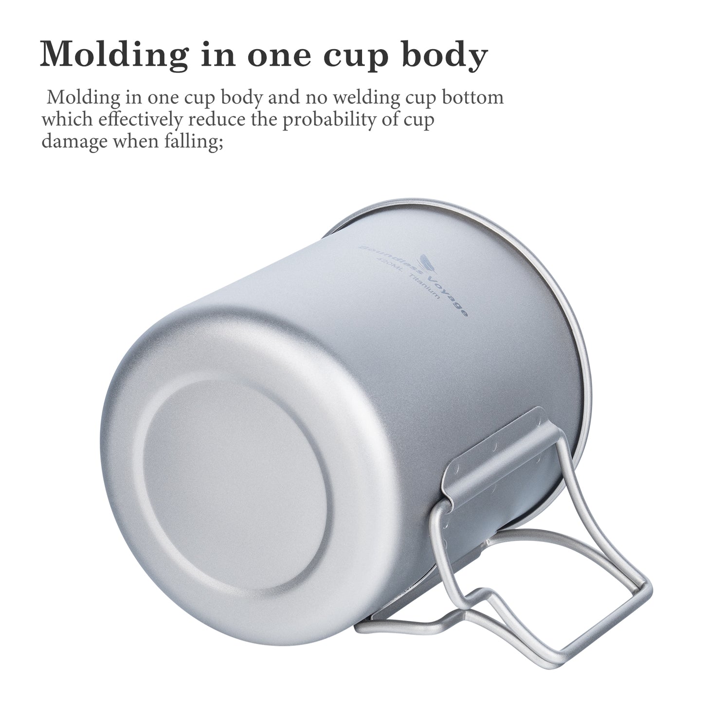 Boundless Voyage 450ml Pure Titanium Mug with Lid – Ultralight & Durable Camping Cup