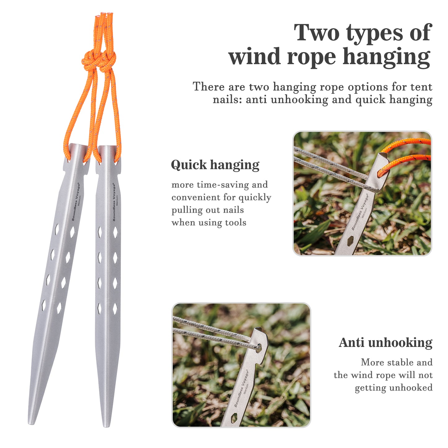 Boundless Voyage Camping Titanium Tent Stakes Pegs Nails Ultralight Outdoor Accessories