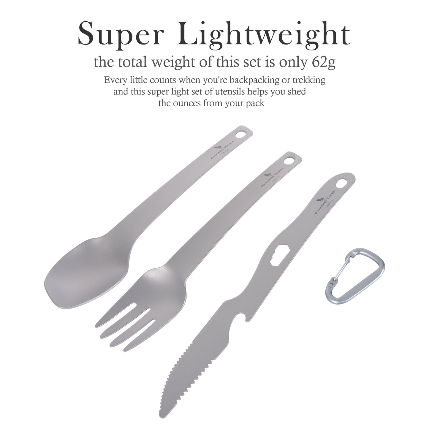 Boundless Voyage Titanium Cutlery Set | Ultralight Fork, Knife & Spoon | Portable & Healthy Dining for Camping & Travel