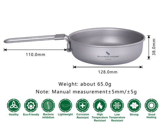 5 inch Titanium Camping Frying Pan – Ultralight Backpacking Cookware for Outdoor Cooking