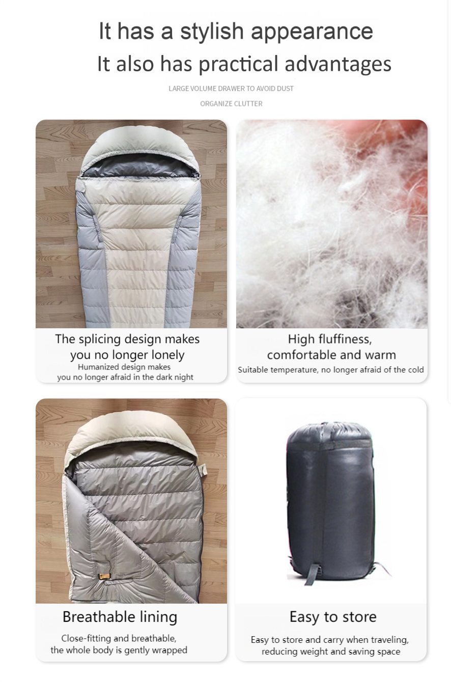 Ultralight Egg-shaped Down Sleeping Bag – White Duck Down, Splicable Ultralight Sleeping Bag for Camping, Hiking, Nap, Outdoor Use