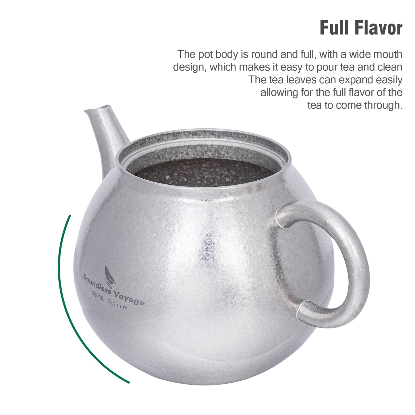 Boundless Voyage Titanium Kungfu Teapot with Lid and Handle Camping Coffee & Tea Pot for Outdoor Backpacking Hiking Teapot 380ml