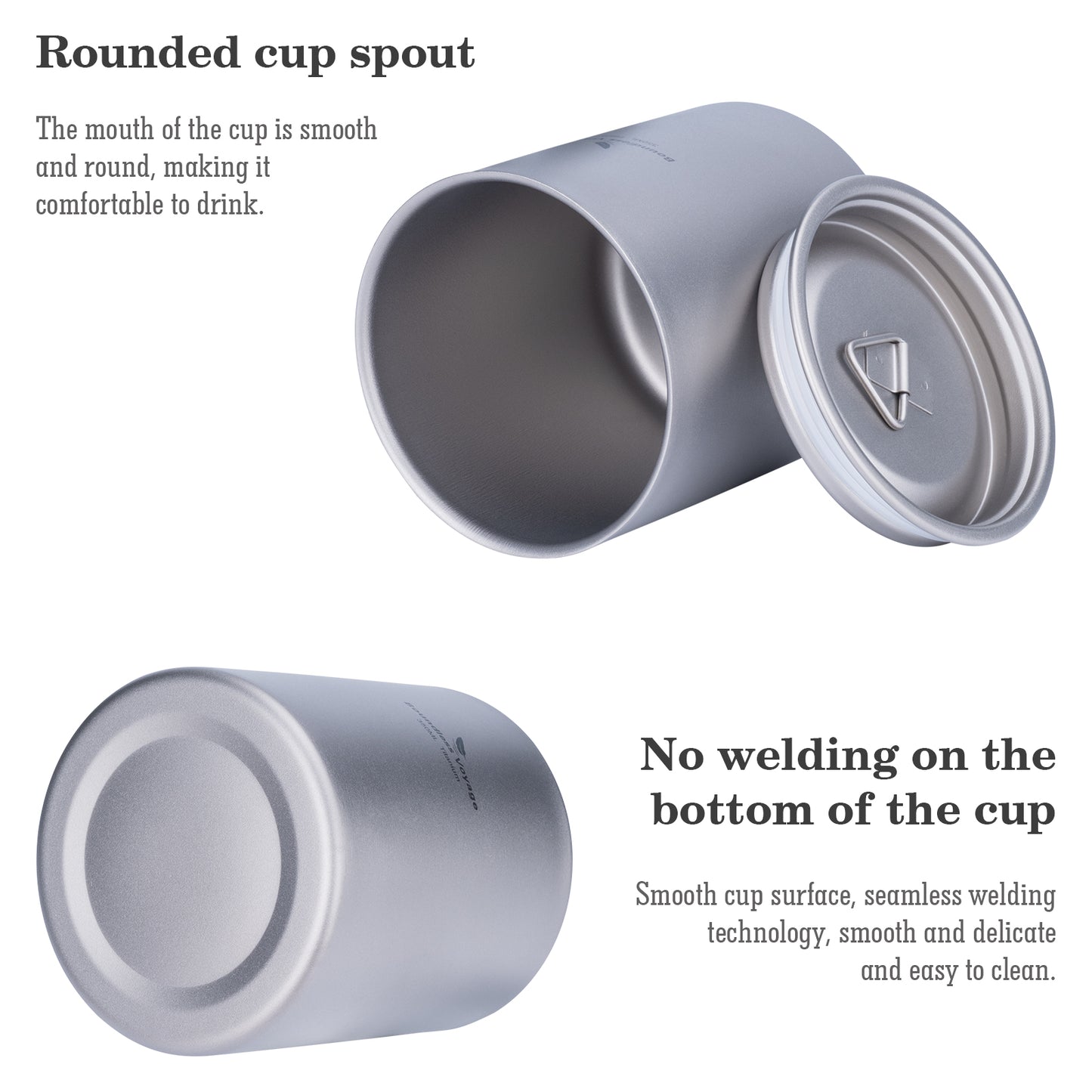 Boundless Voyage Double Walled Titanium Cup with Lid Outdoor Indoor Anti-scalding Mug Tableware 350ml