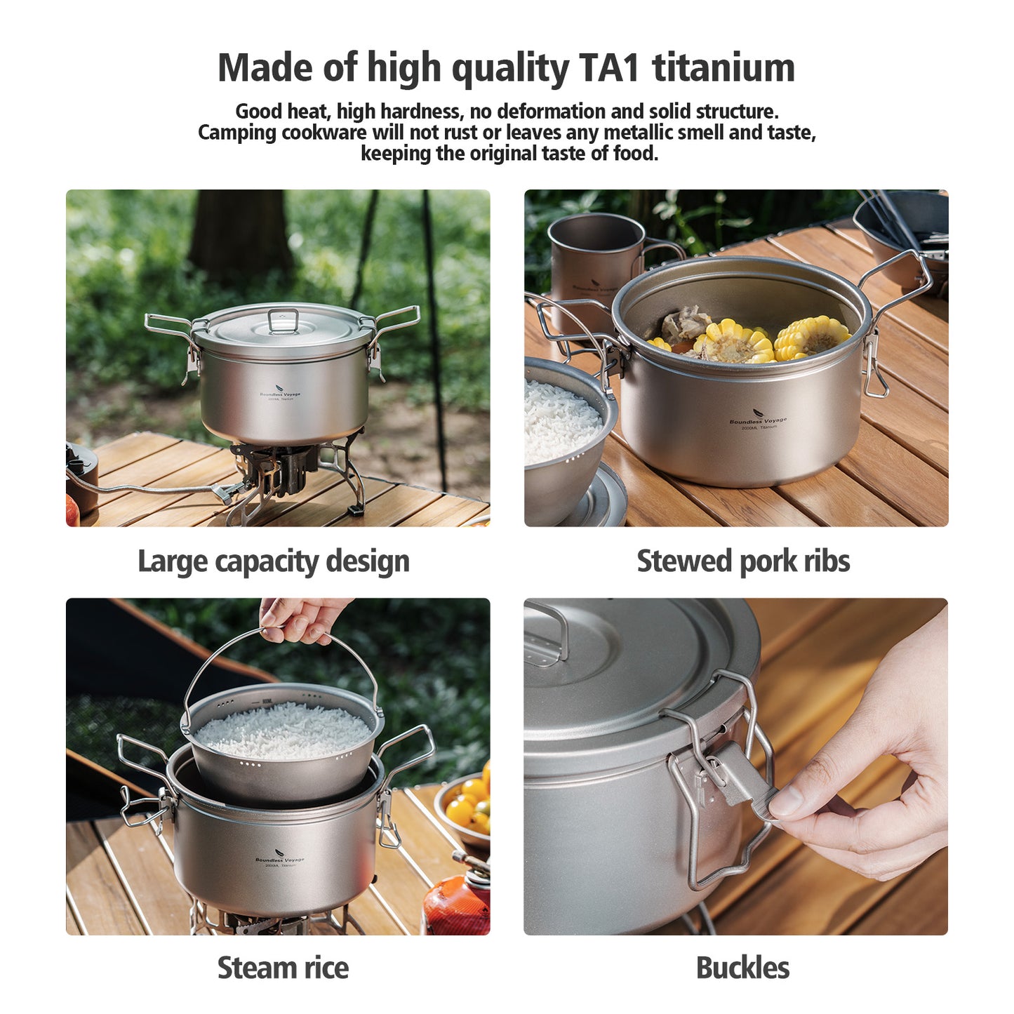 Boundless Voyage Titanium Outdoor Cooking Pot – Ultralight Multi-Purpose Camping Cookware