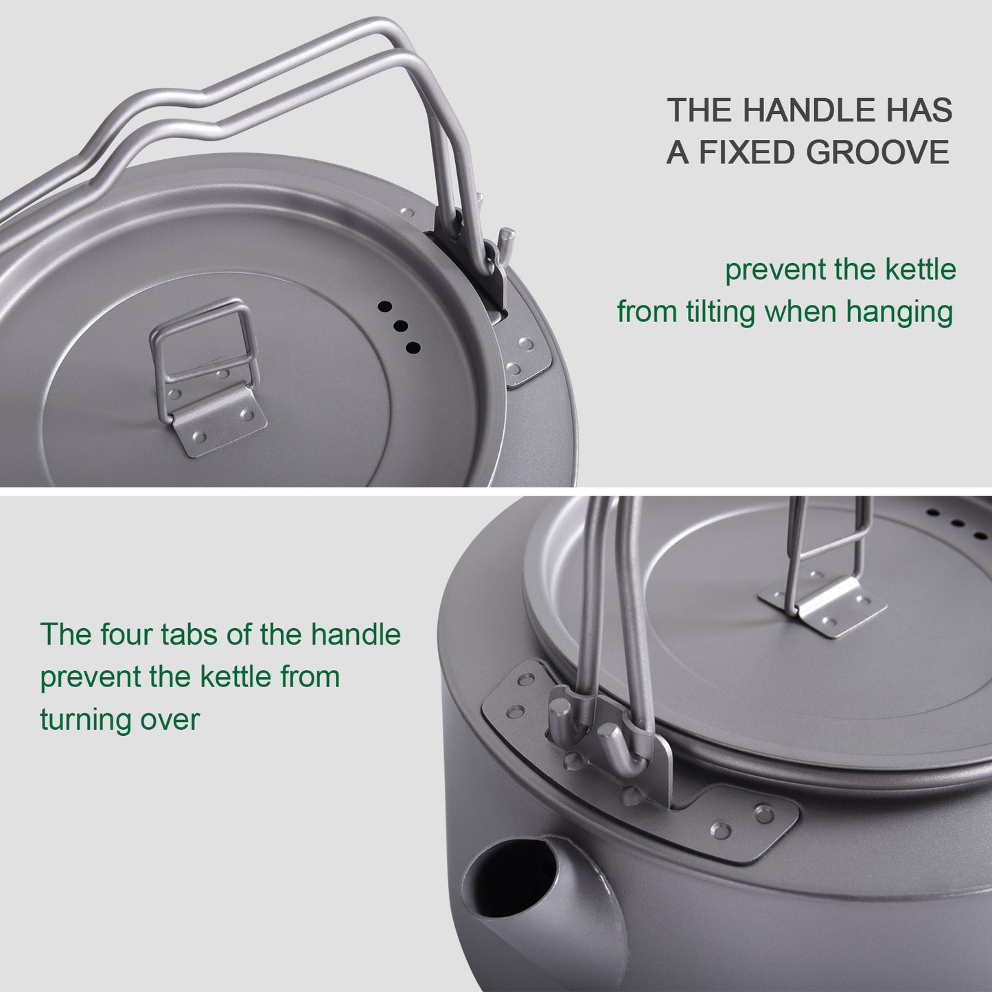 Titanium 1L Kettle with Folding Handle Filter Ultralight Big Capacity Pot For Outdoor Camping