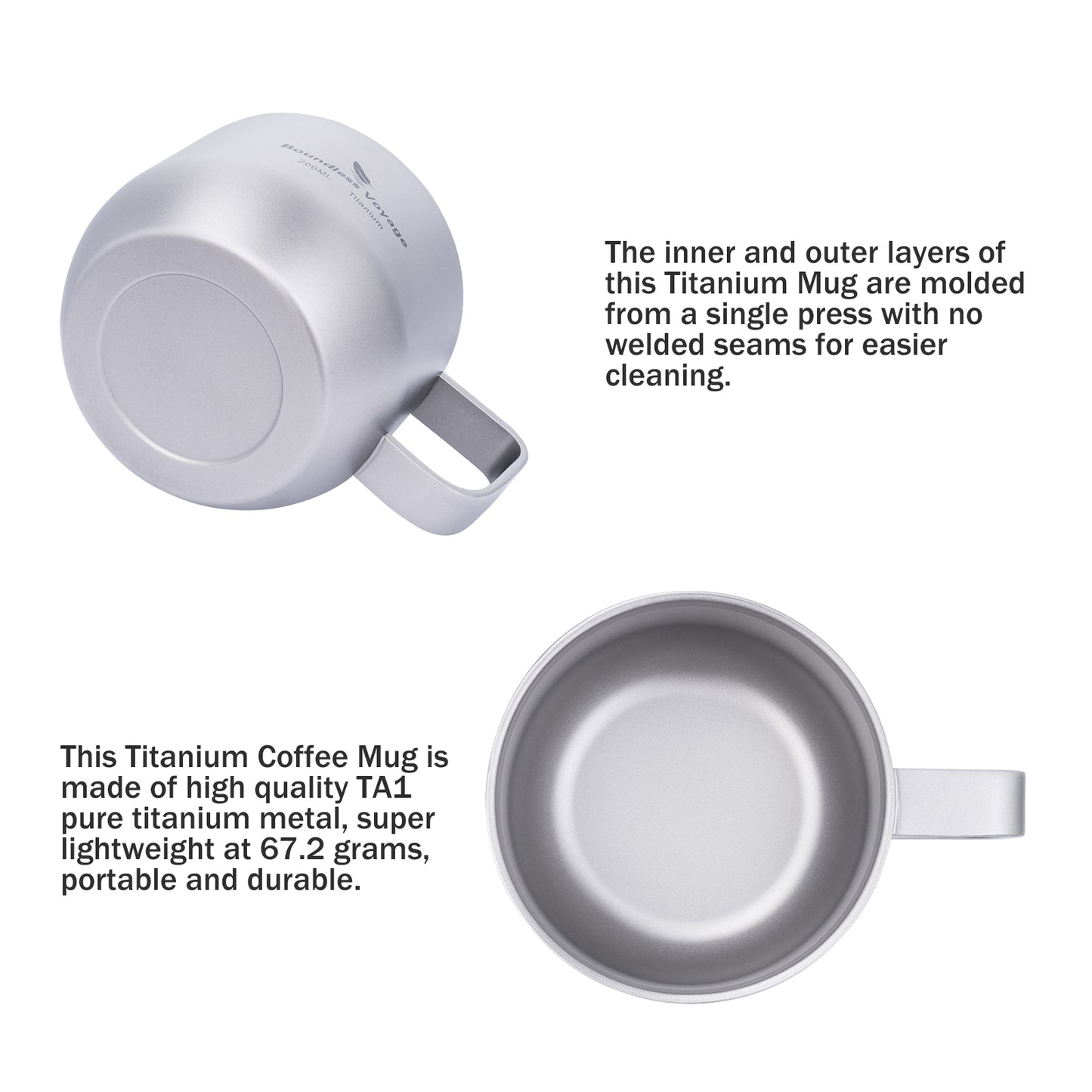 iBasingo 200ml Titanium Double Wall Mug Metal Coffee Tea Cup Mini Espresso Cup Outdoor Camping Travel Ultralight Durable Portable Drinkware