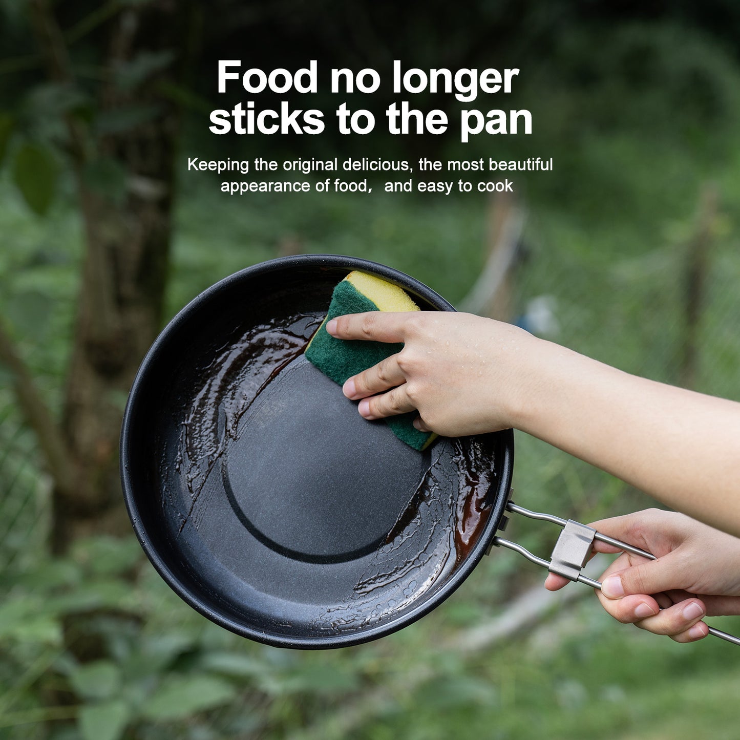 Boundless Voyage Titanium Non-stick Frying Pan Outdoor Camping Skillet with Folding Handle Lightweight Cookware