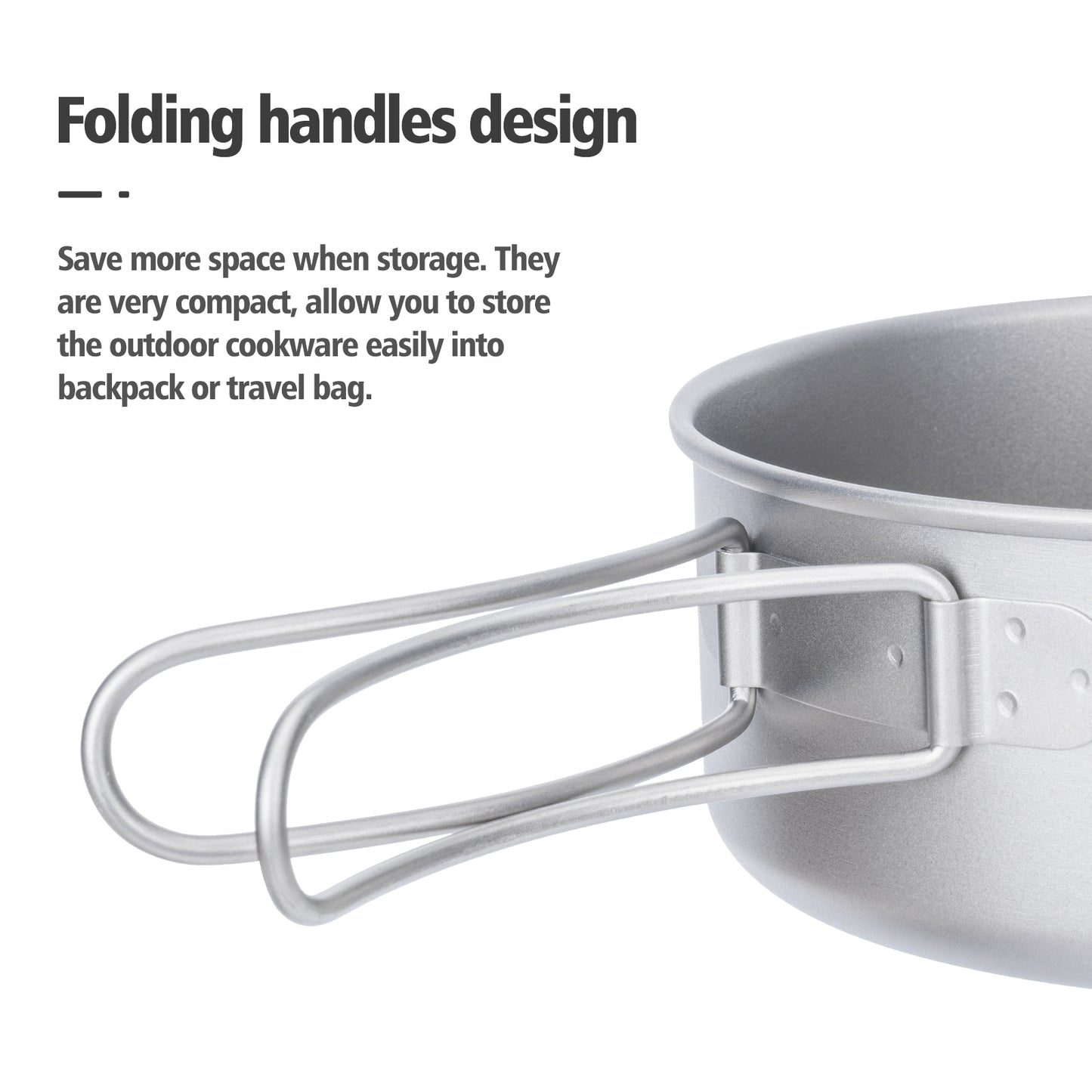 Boundless Voyage Titanium Pot Pan Set with Collapsible Folding Handle Ultralight Tableware Outdoor Dinnerware Set 3pcs