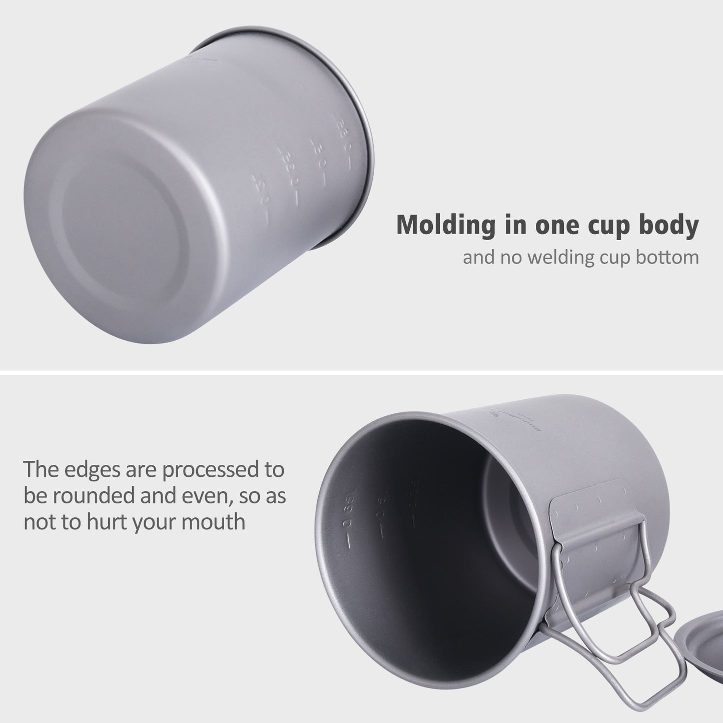 Titanium 750ml Hanging Cup Mug with Folding Handle Outdoor Camping Hiking Picnic Cooking Pot Ultralight Portable