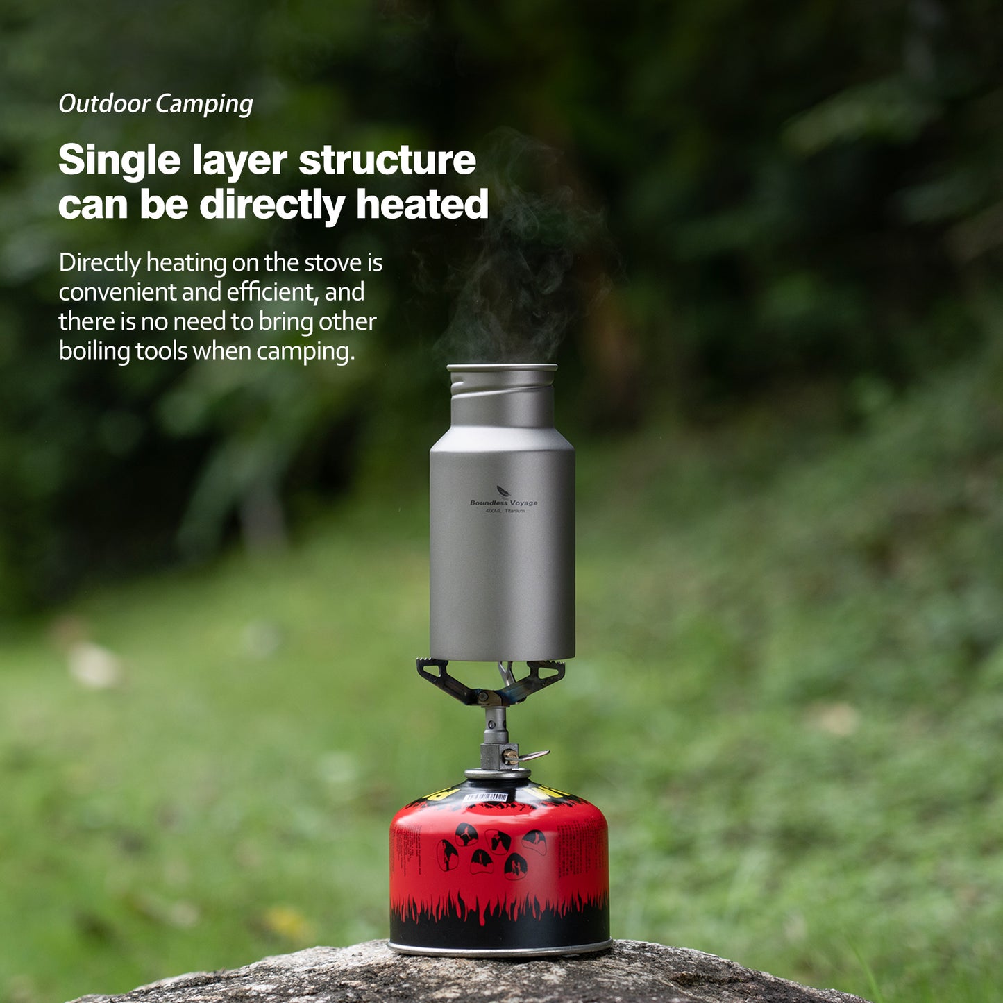 Boundless Voyage Titanium Water Bottle with Lid Wide Mouth Leak-Proof Reusable Sport Drinking Bottle for Camping Hiking Picnic Climbing Running Tea Coffee