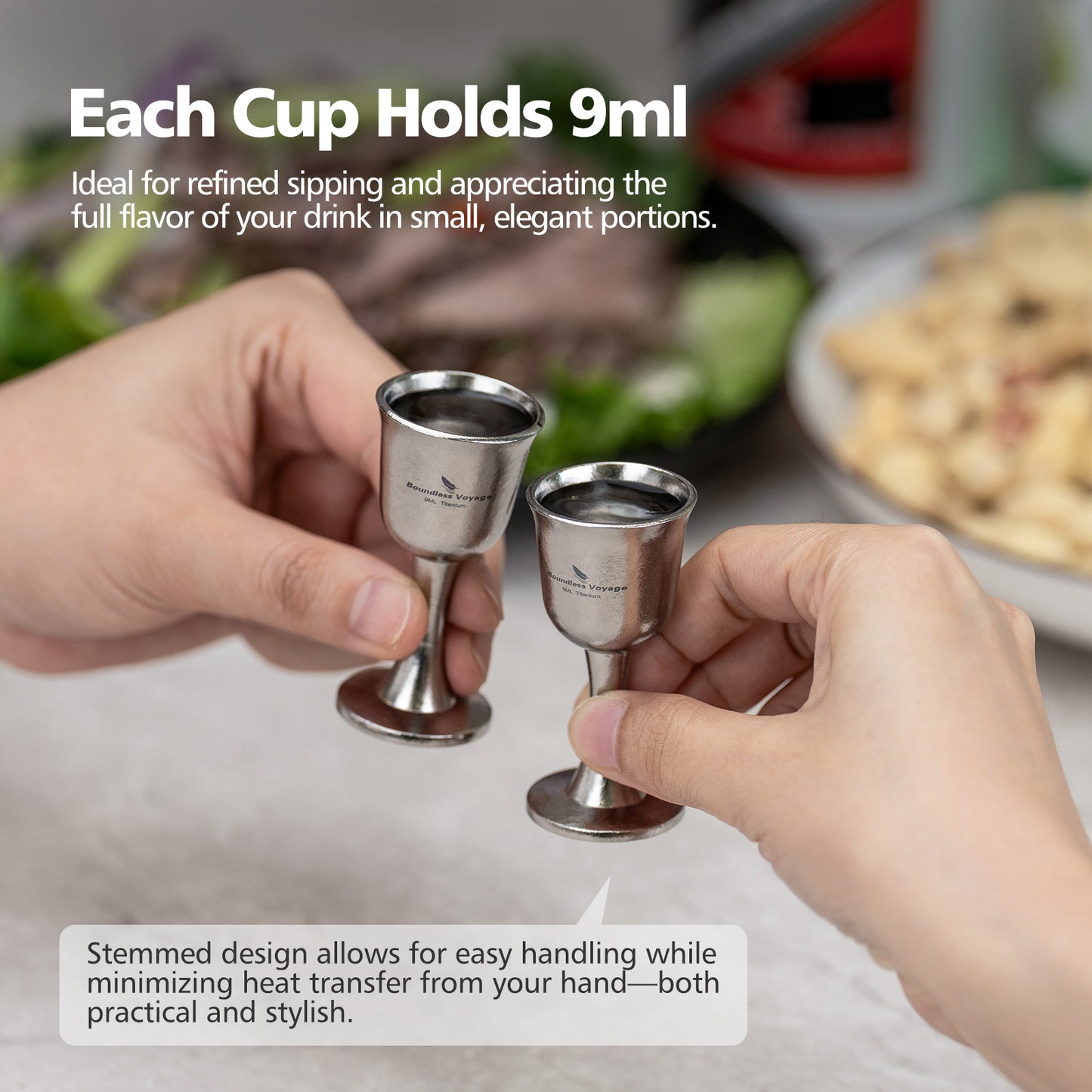 Boundless Voyage 3 Pieces Titanium Japanese Sake Set, 150ml Sake Carafe with 2 Cups, for for Sake Japanese Wine/Soju/Drink/Tea Dishwasher Safe Portable Drinkware for Outdoor Travel