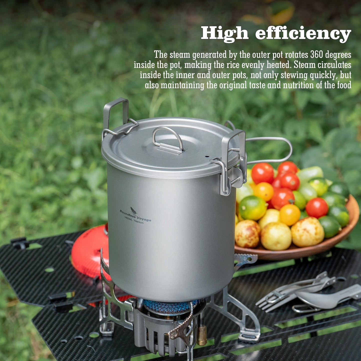 Boundless Voyage Pure Titanium Camping Pot – Ultralight Cookware for Outdoor, Hiking & Travel