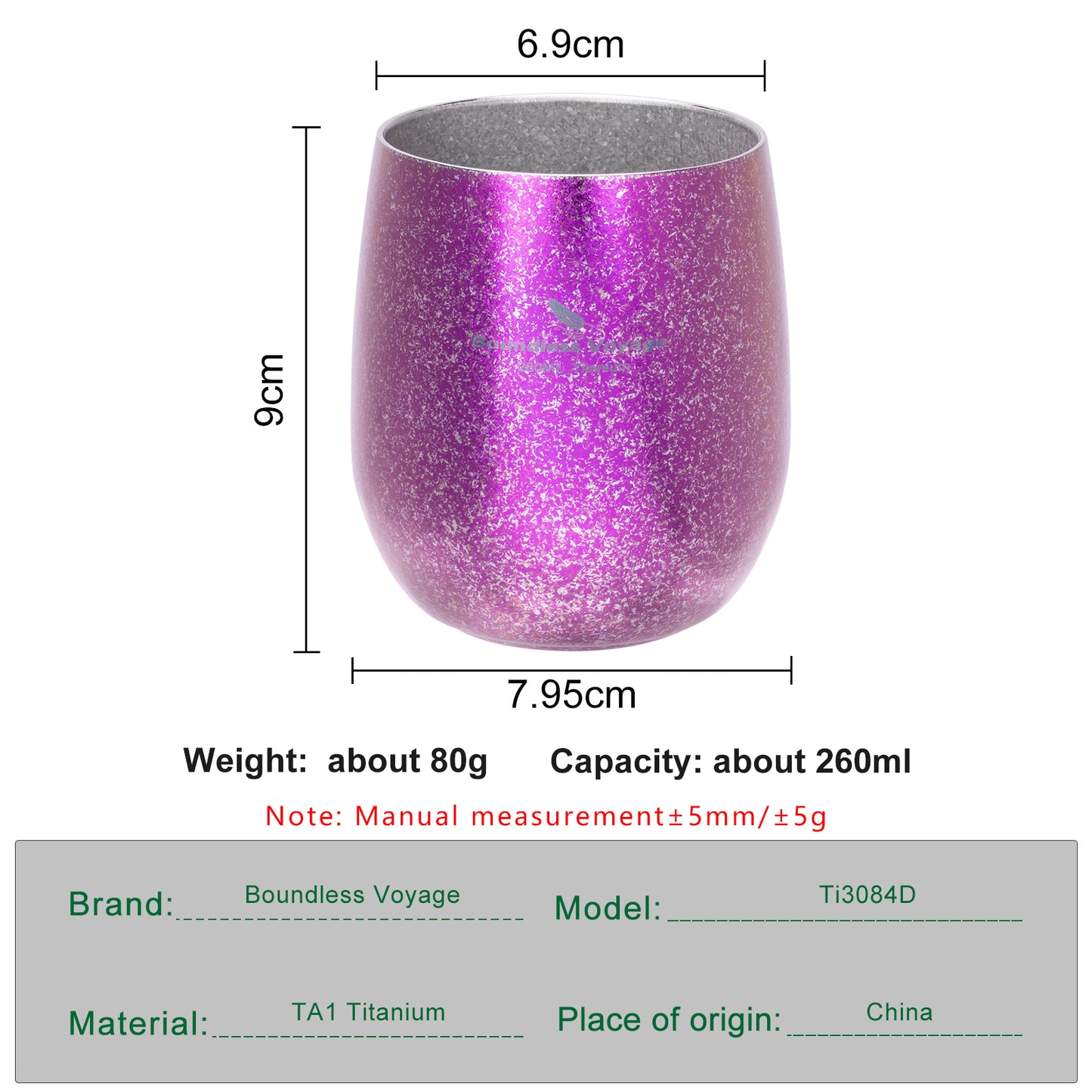 Boundless Voyage Titanium Double-Wall Cup – Ultralight TA1 Camping Coffee Mug for Travel, Hiking & Outdoor Use
