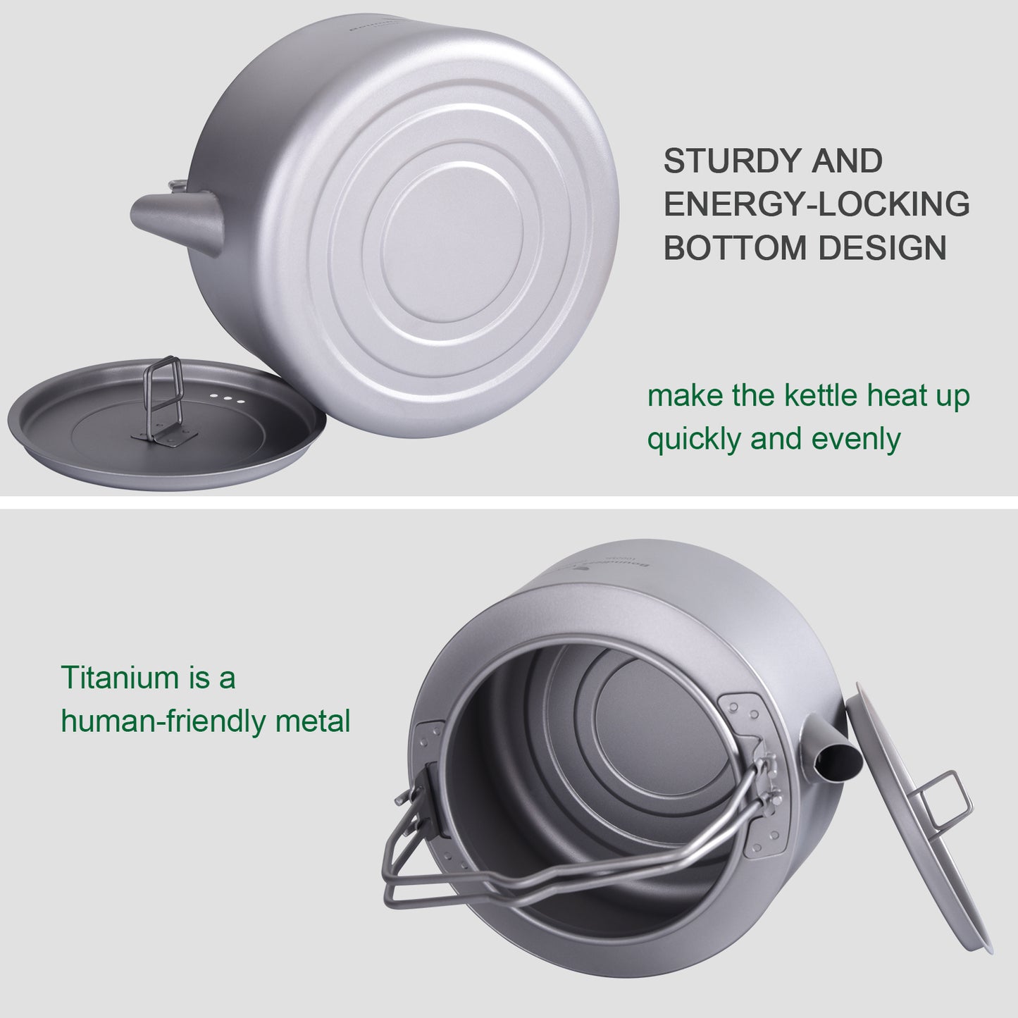 Titanium 1L Kettle with Folding Handle Filter Ultralight Big Capacity Pot For Outdoor Camping