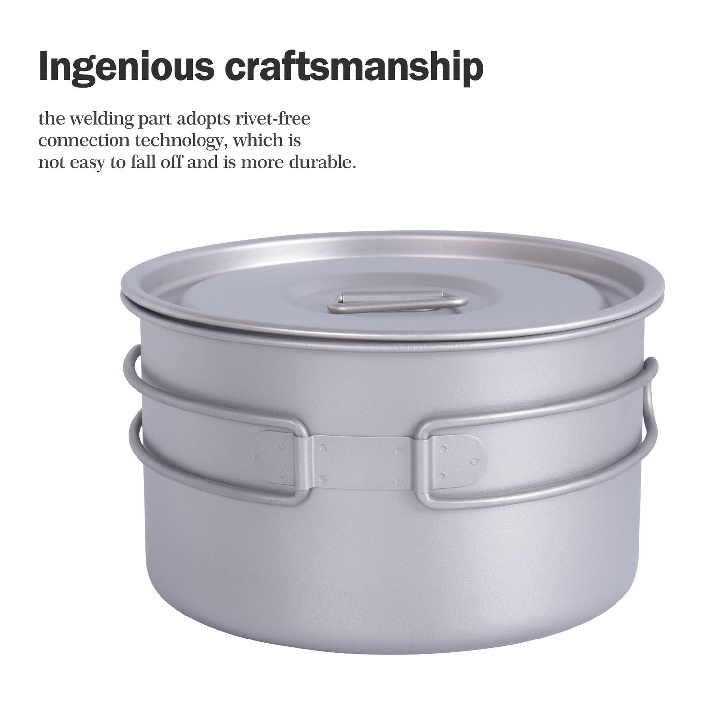 Boundless Voyage Lightweight 1600ml Titanium Pot Outdoor Portable Cooking Set hiking Backpacking Pot for Hiking Trekking Picnic Fishing Mountaineering