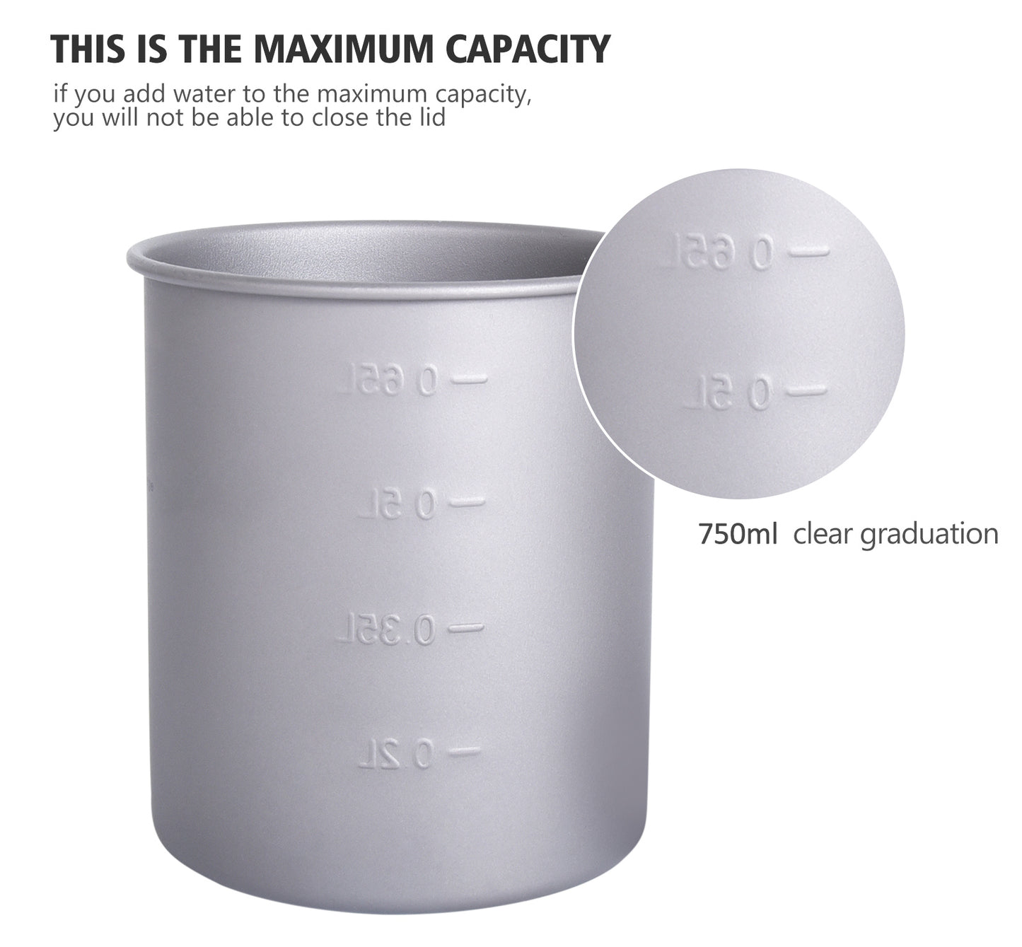 Titanium 750ml Hanging Cup Mug with Folding Handle Outdoor Camping Hiking Picnic Cooking Pot Ultralight Portable