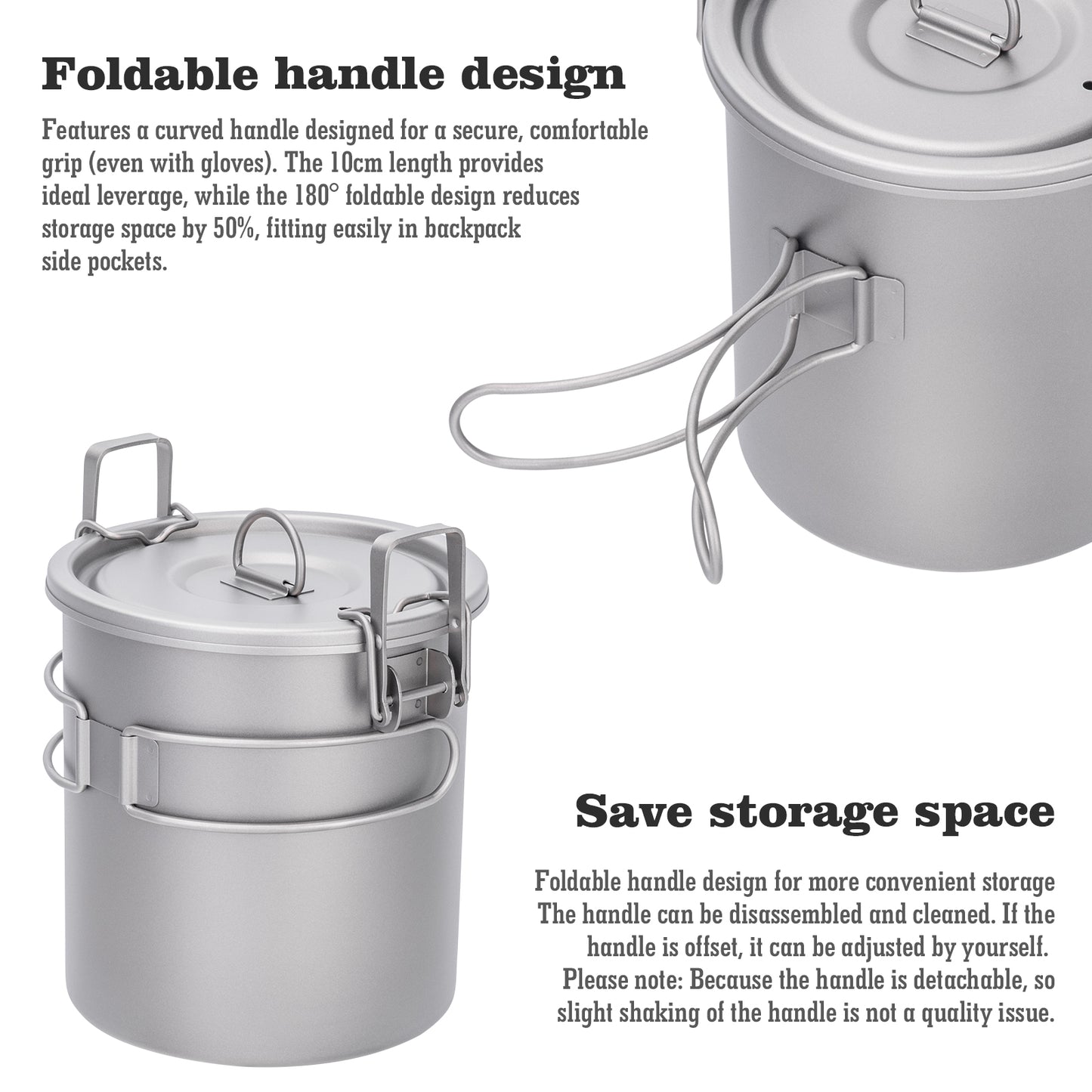 Boundless Voyage Pure Titanium Camping Pot – Ultralight Cookware for Outdoor, Hiking & Travel