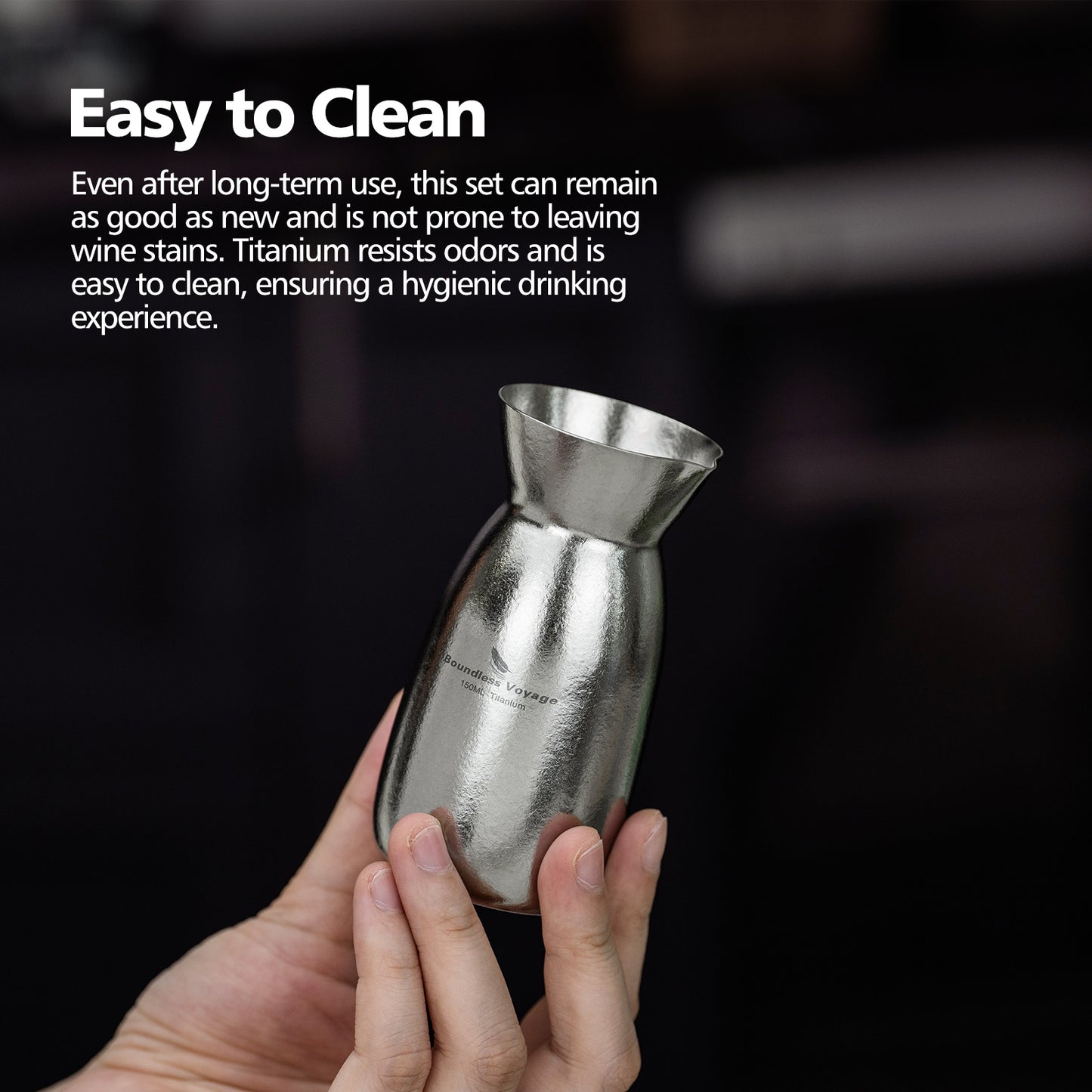 Boundless Voyage 3 Pieces Titanium Japanese Sake Set, 150ml Sake Carafe with 2 Cups, for for Sake Japanese Wine/Soju/Drink/Tea Dishwasher Safe Portable Drinkware for Outdoor Travel