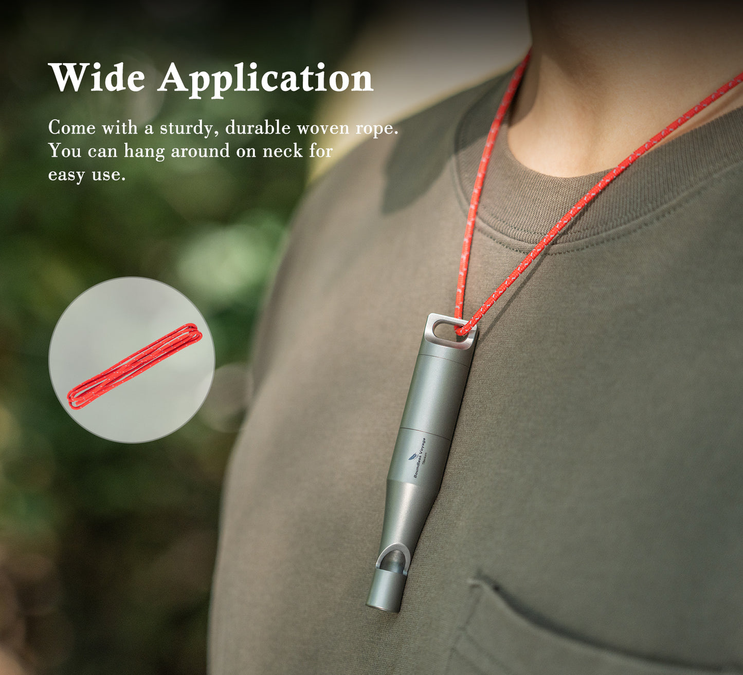 Boundless Voyage Titanium Emergency Whistle – Eco-Friendly TA1 Titanium Survival Safety Whistle with Lanyard | Loud, Lightweight & Durable for Camping, Hiking & Outdoor Sports