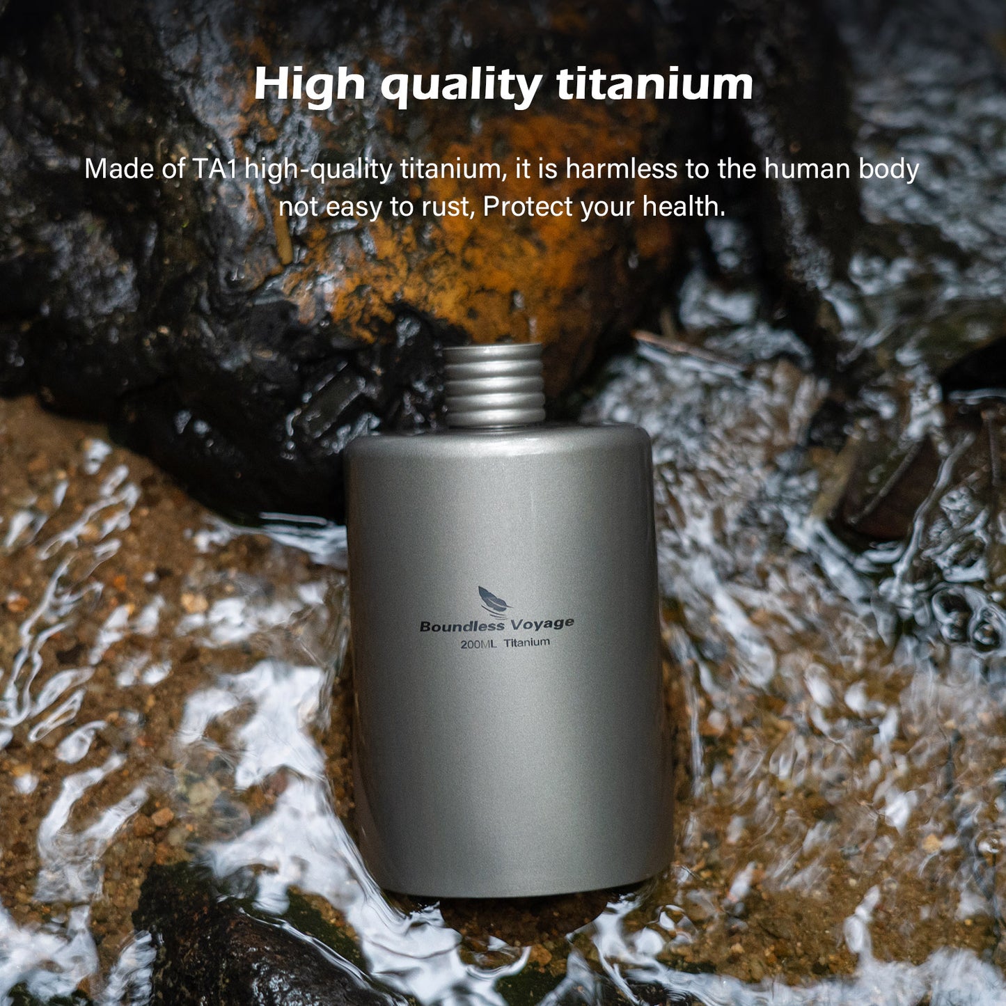 Boundless Voyage 200ml Titanium Pocket Flagon – Portable Camping Flask, Lightweight Hip Flask for Outdoor Adventures, Picnics, & Sports