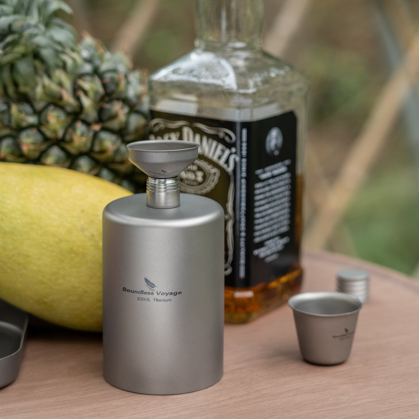 Boundless Voyage 200ml Titanium Pocket Flagon – Portable Camping Flask, Lightweight Hip Flask for Outdoor Adventures, Picnics, & Sports
