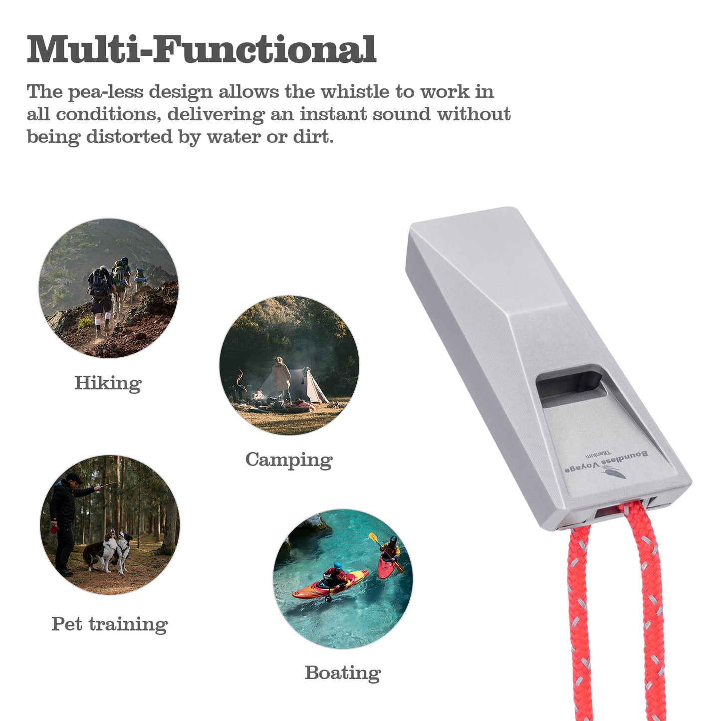 Boundless Voyage Titanium Whistle Emergency Survival Safety Whistles with Lanyard Loud for Outdoor Camping Hiking Coaches Training Sports Keychain Whistle