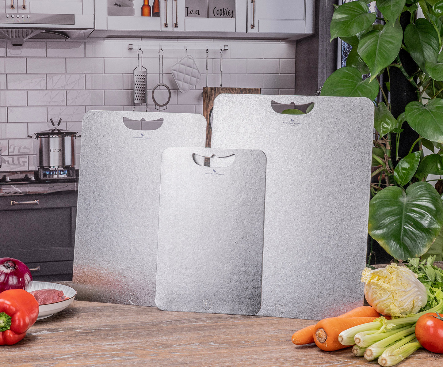 Boundless Voyage Titanium Chopping Board Lightweight Multifunctional Cutting Board with Hanging Hole Camping Fruits Vegetable Meat Metal Chopping Block Cutting Board for Kitchen Home Outdoor