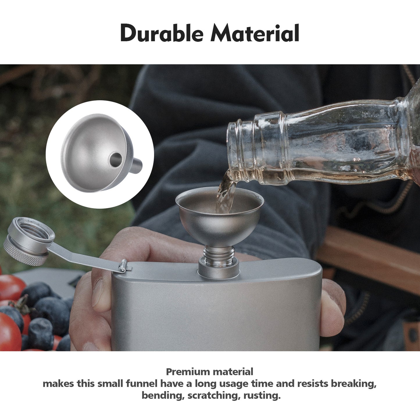 Boundless Voyage Titanium Funnel Flagon Accessories Multi-use Kitchen Funnel for Transferring Liquid, Fluid, Cooking Oils, Jam & Powder