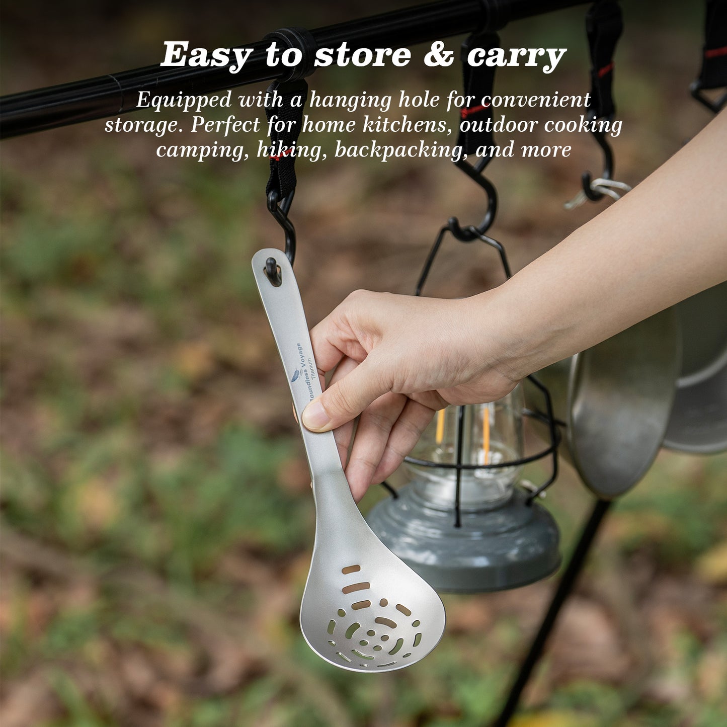 Boundless Voyage Pure titanium soup colander skimmer colander ultralight long handle portable tableware cooking fried food filter kitchen tools