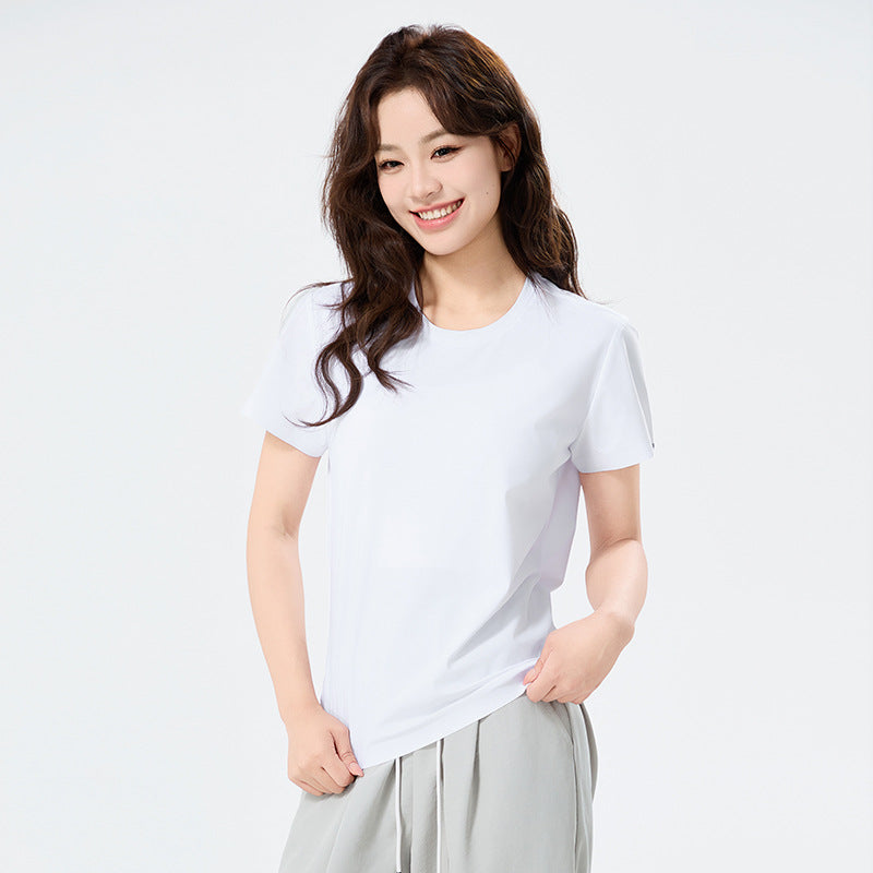 Summer Ice Silk Quick Dry T-Shirt Unisex Short Sleeve Lightweight Breathable Sports Top for Running & Fitness