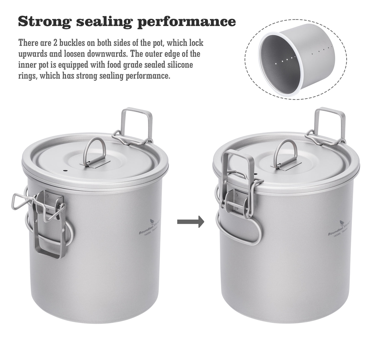 Boundless Voyage Pure Titanium Camping Pot – Ultralight Cookware for Outdoor, Hiking & Travel
