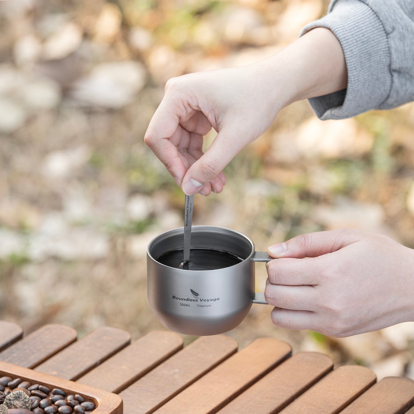 iBasingo 200ml Titanium Double Wall Mug Metal Coffee Tea Cup Mini Espresso Cup Outdoor Camping Travel Ultralight Durable Portable Drinkware