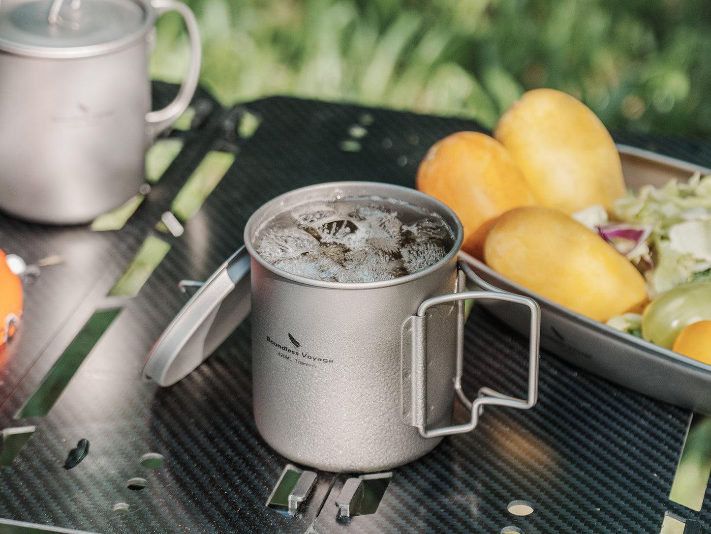 Boundless Voyage 450ml Pure Titanium Mug with Lid – Ultralight & Durable Camping Cup