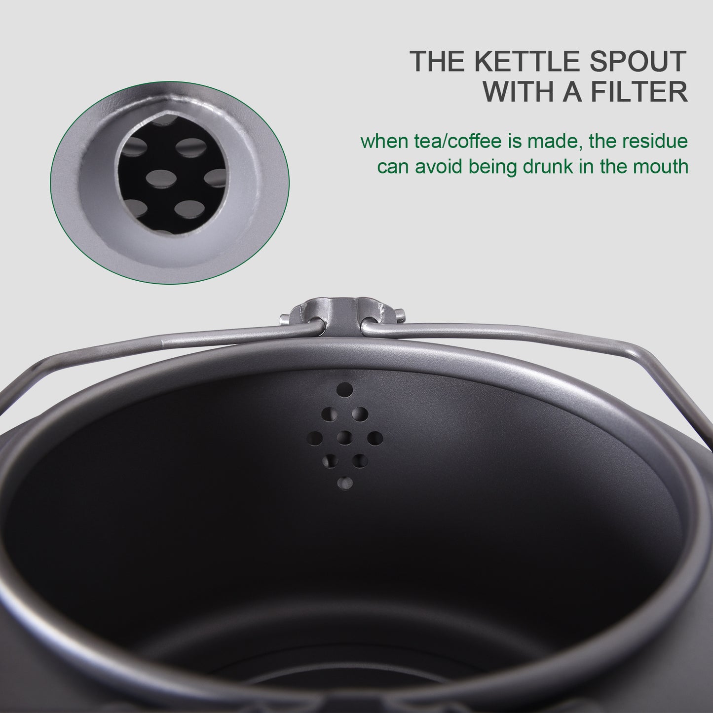 Titanium 1L Kettle with Folding Handle Filter Ultralight Big Capacity Pot For Outdoor Camping