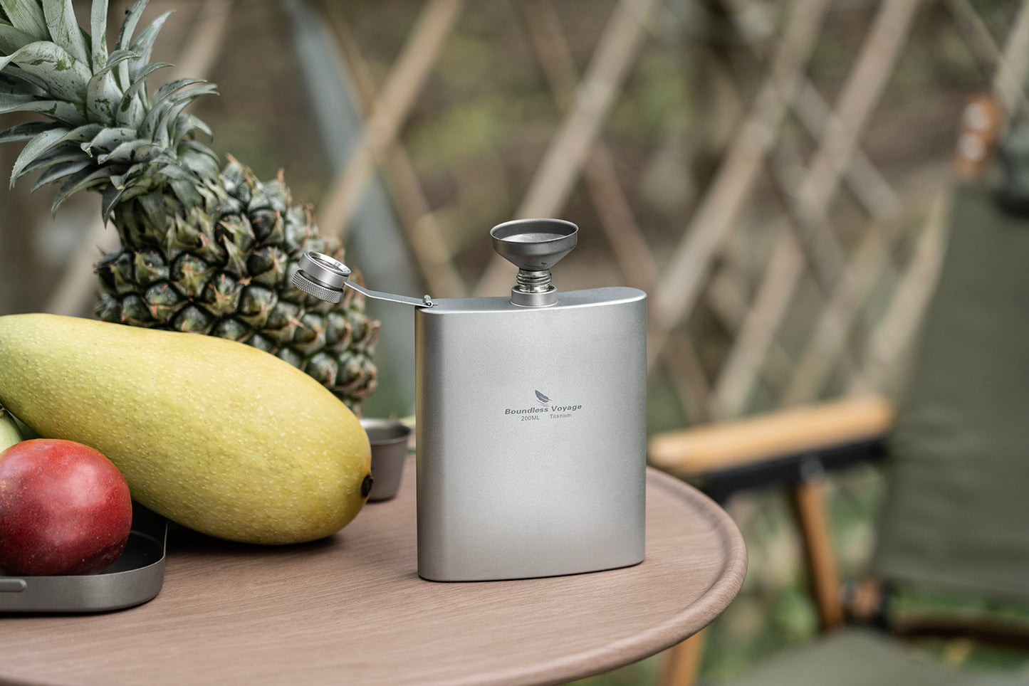 Boundless Voyage Titanium Flask with Cup 200ml Ultralight Pocket Hip Flask for Outdoor Camping Hiking