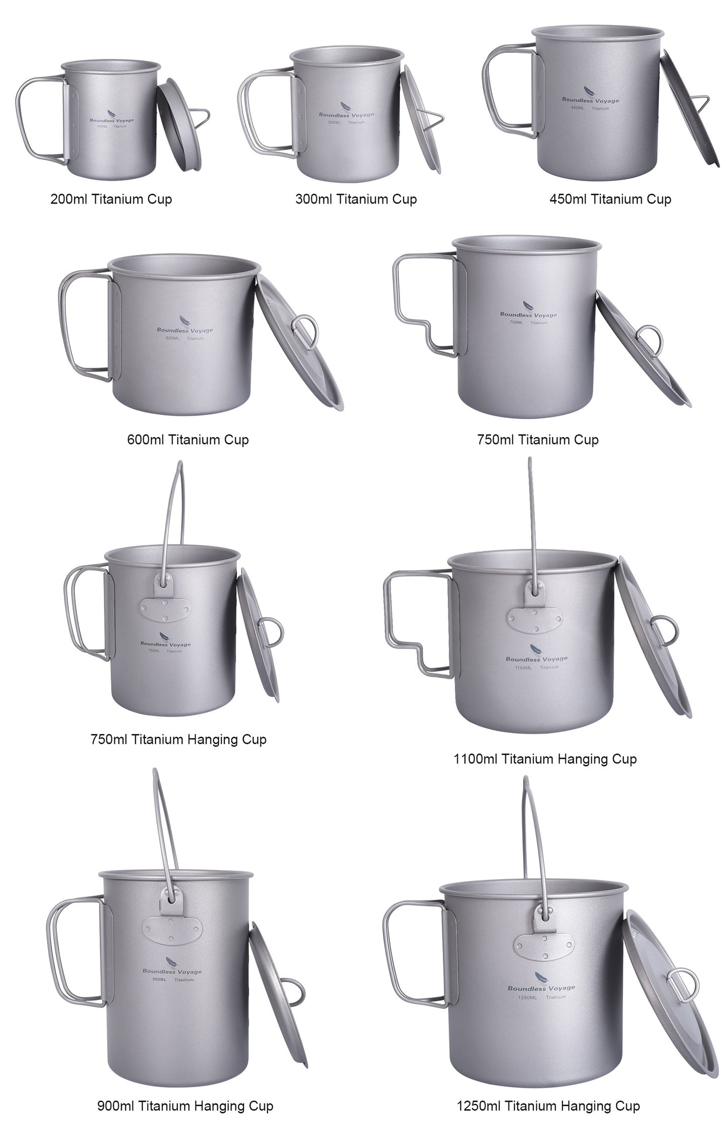 Boundless Voyage Titanium 900ml Camping Mug Pot – Ultralight Hanging Cup with Folding Handle for Hiking, Backpacking, Outdoor Cooking