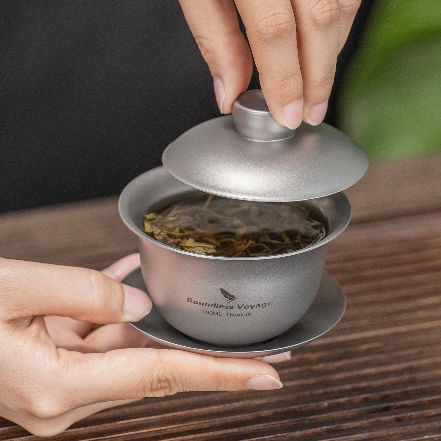 Boundless Voyage Titanium Double-Walled Teapot Chinese Traditional Three-talent Covered Bowl Triad Lid Bowl Kung Fu Gaiwan Anti-Scalding Tea Bowl Tea Set