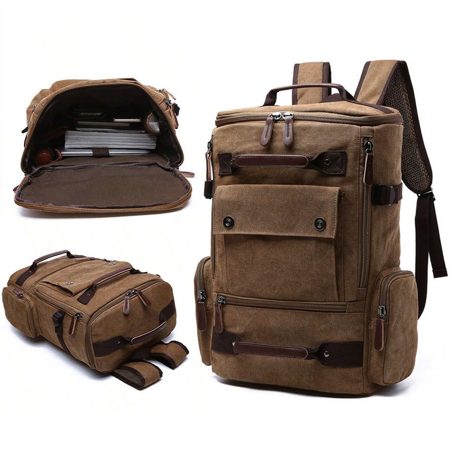 Men’s Canvas Backpack – Large Capacity Laptop Bag for Travel, Work & Casual Use