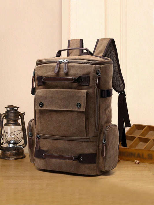 Men’s Canvas Backpack – Large Capacity Laptop Bag for Travel, Work & Casual Use