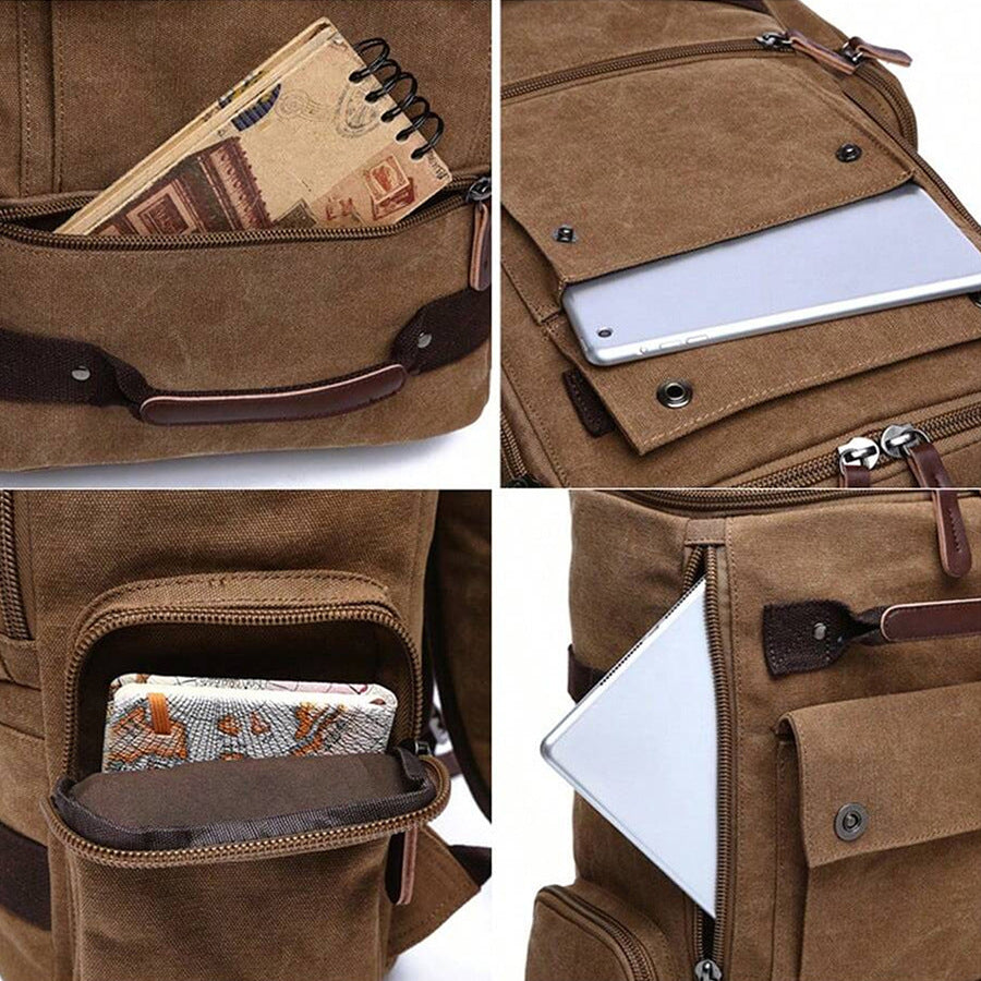 Men’s Canvas Backpack – Large Capacity Laptop Bag for Travel, Work & Casual Use