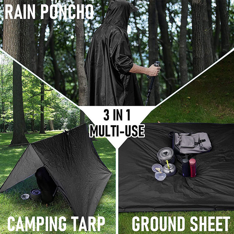 3-in-1 Multifunctional Tactical Rain Poncho for Adults | Waterproof & Breathable | Cycling, Hiking, Camping, and Outdoor Use