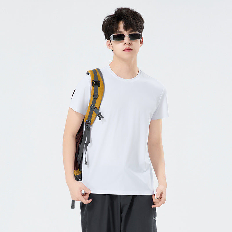 Summer Ice Silk Quick Dry T-Shirt Unisex Short Sleeve Lightweight Breathable Sports Top for Running & Fitness