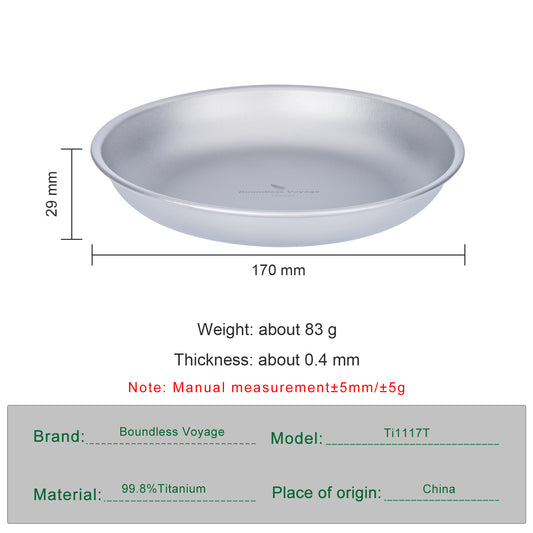 Boundless Voyage Titanium Plates Dishes Saucer Outdoor Camping Home Food Tray Round Dinnerware Hiking Backpacking Travel Portable Durable Tableware Stackable Serving Plates