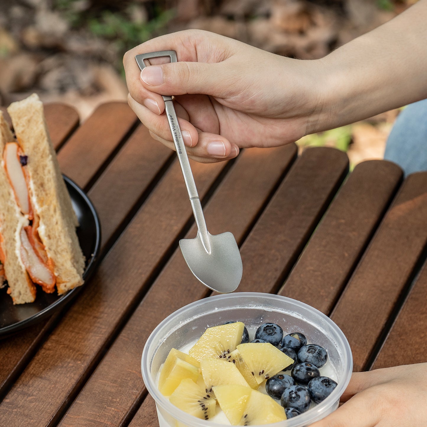 Boundless Voyage Mini Shovel-Shaped Titanium Spoon Creative Cute Dessert, Ice Cream, Fruit, Spoon Lightweight and Durable Tableware Outdoor Camping Home Used