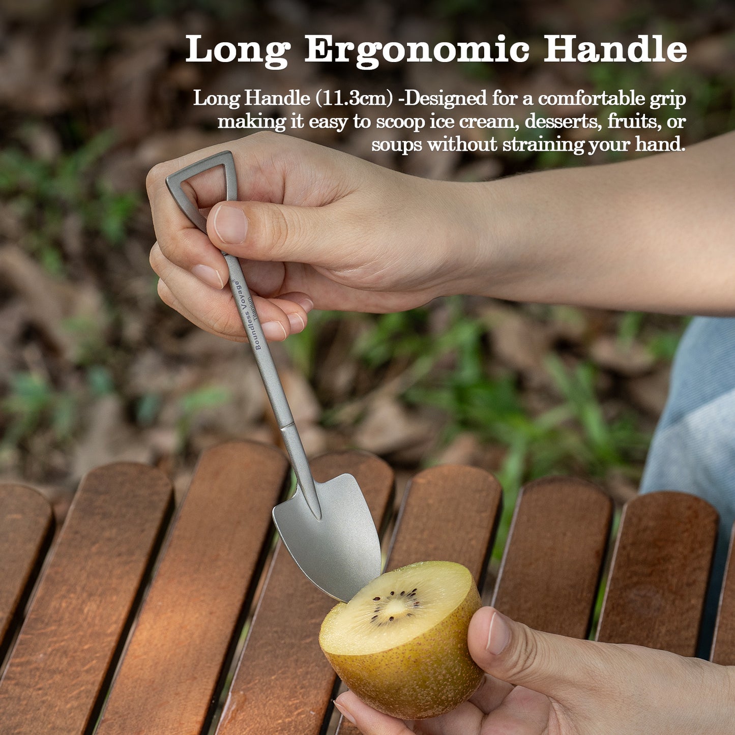 Boundless Voyage Mini Shovel-Shaped Titanium Spoon Creative Cute Dessert, Ice Cream, Fruit, Spoon Lightweight and Durable Tableware Outdoor Camping Home Used