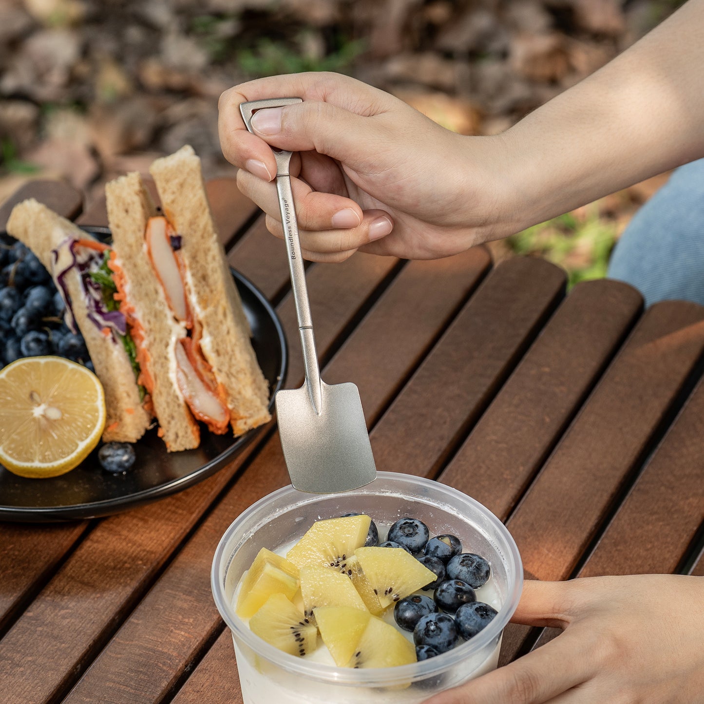 Boundless Voyage Mini Shovel-Shaped Titanium Spoon Creative Cute Dessert, Ice Cream, Fruit, Spoon Lightweight and Durable Tableware Outdoor Camping Home Used