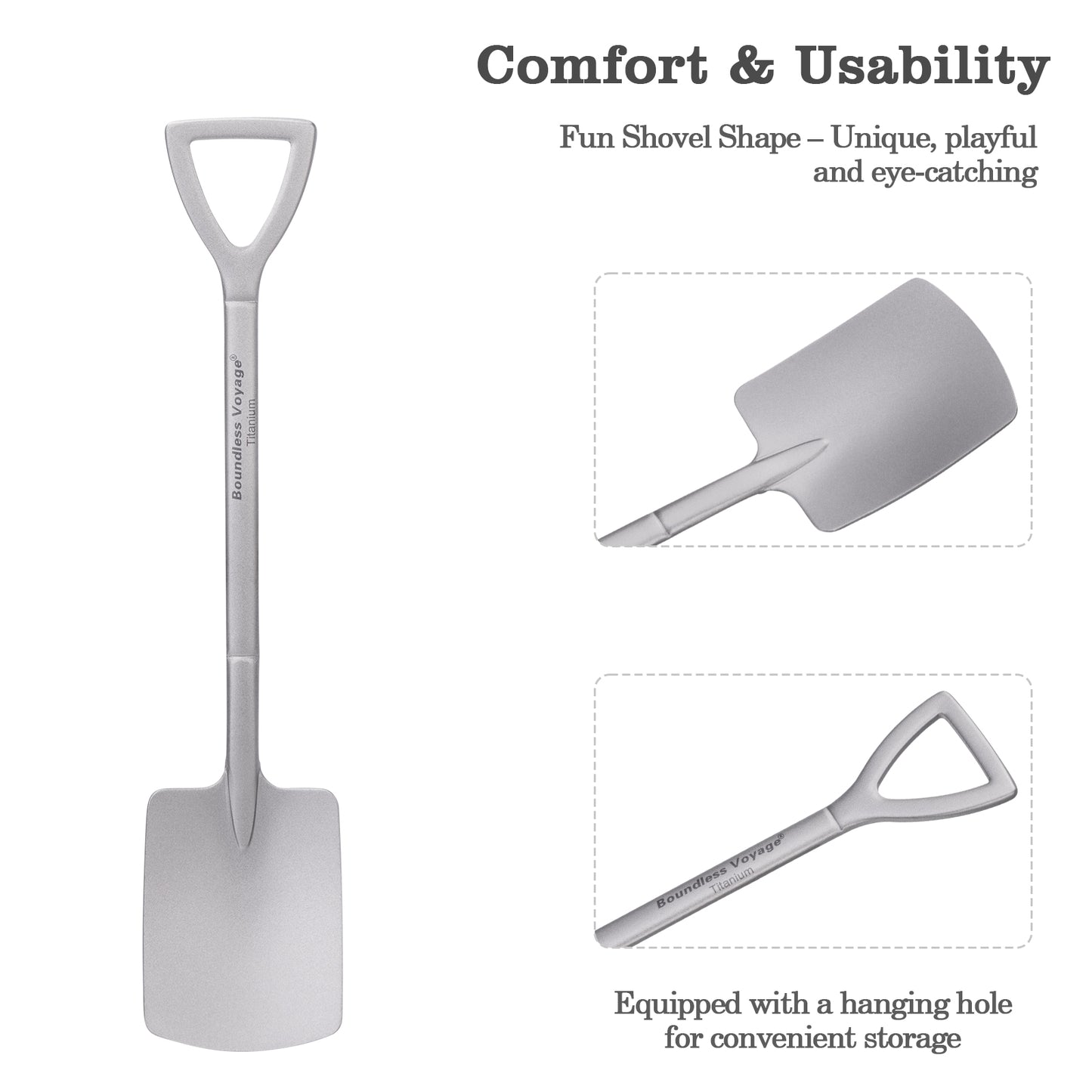 Boundless Voyage Mini Shovel-Shaped Titanium Spoon Creative Cute Dessert, Ice Cream, Fruit, Spoon Lightweight and Durable Tableware Outdoor Camping Home Used