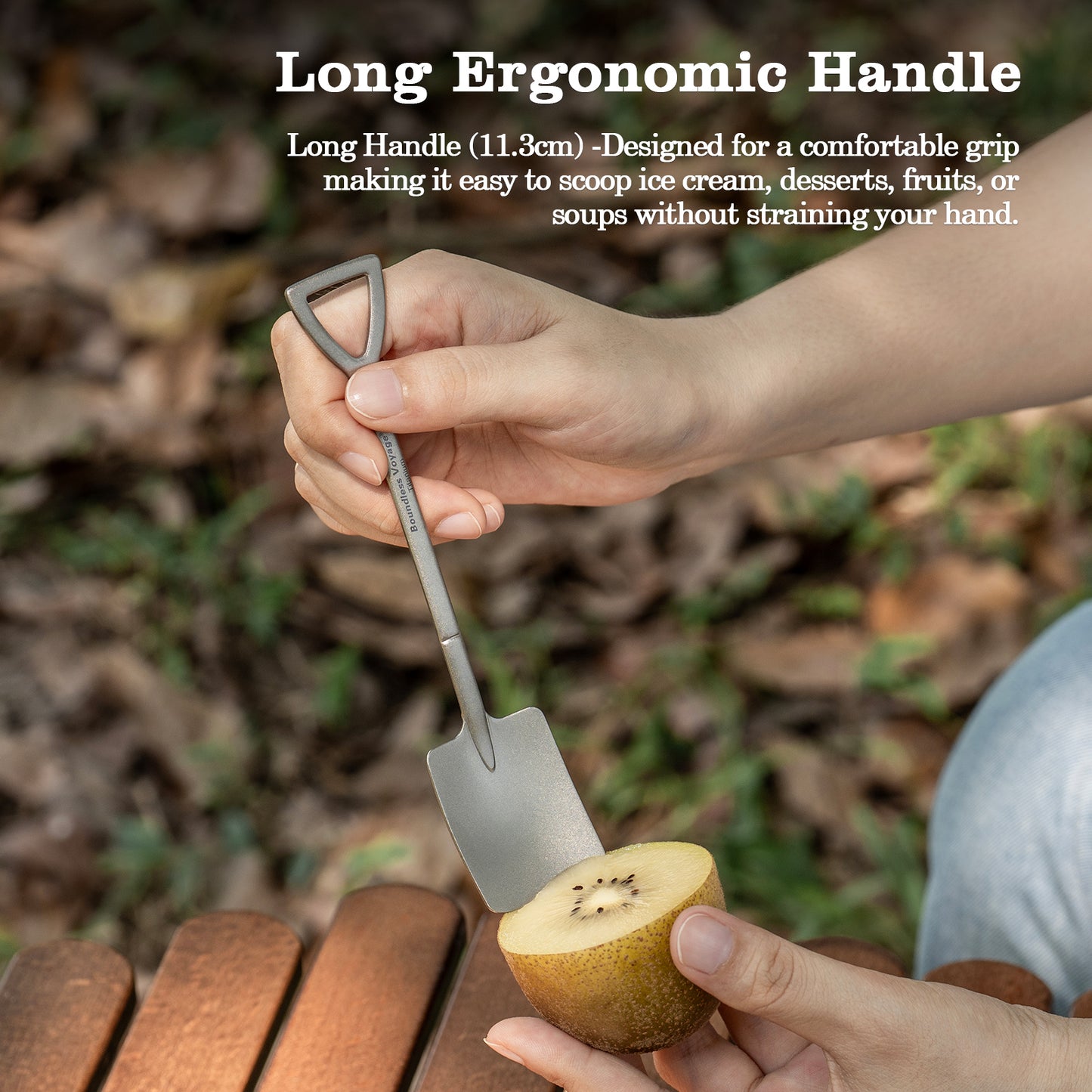 Boundless Voyage Mini Shovel-Shaped Titanium Spoon Creative Cute Dessert, Ice Cream, Fruit, Spoon Lightweight and Durable Tableware Outdoor Camping Home Used