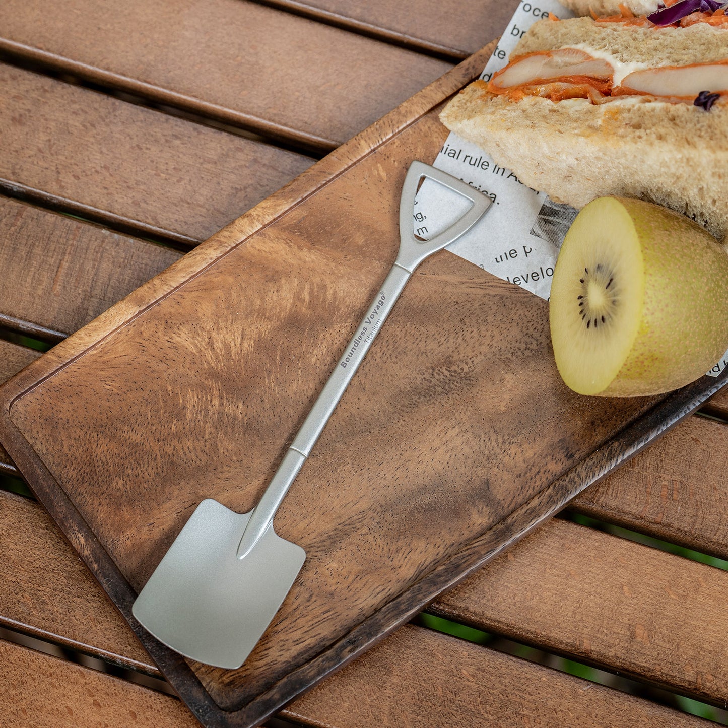 Boundless Voyage Mini Shovel-Shaped Titanium Spoon Creative Cute Dessert, Ice Cream, Fruit, Spoon Lightweight and Durable Tableware Outdoor Camping Home Used